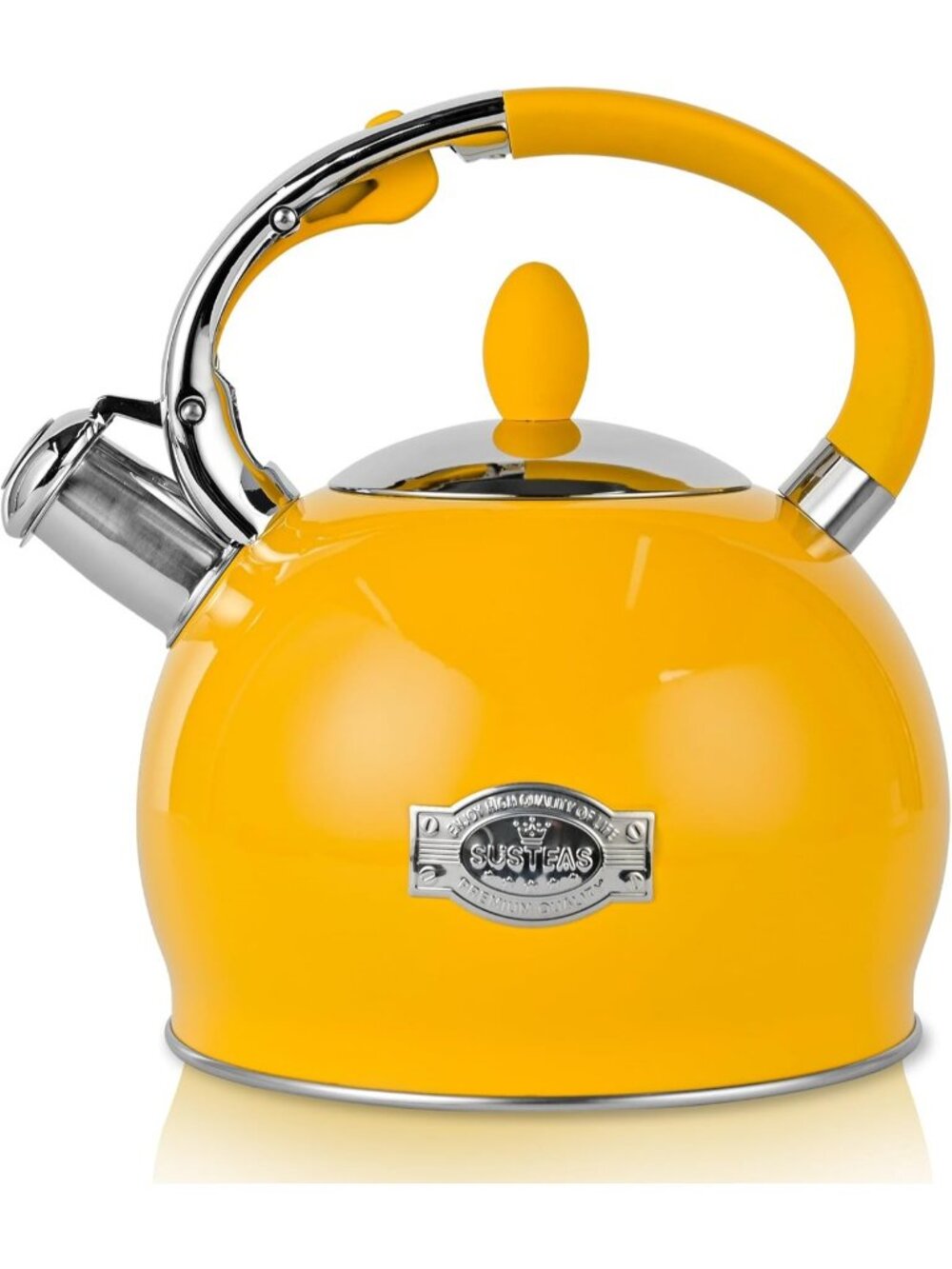 SUSTEAS Kitchen Whistling Tea Kettle 2.64Quart Stainless Steel Stove Top Yellow